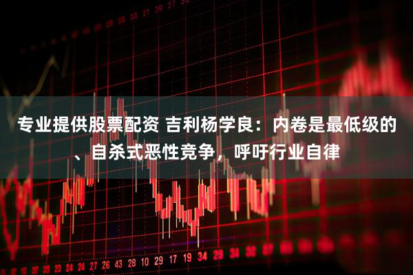 专业提供股票配资 吉利杨学良：内卷是最低级的、自杀式恶性竞争，呼吁行业自律